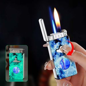 wholesale Double fire lighter wheel open fire rocker arm switch direct impact lighter