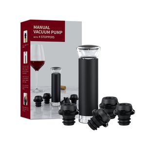 Luxury Bulk Wedding Champag Red Wine Mold Logo Black Custom ABS Silicone Vacuum Wine Pump Stopper