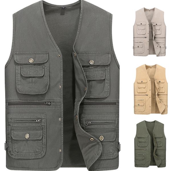Custom Wholesale Plus Size Casual Mens Gilet Waistcoat Outdoor Fishing Cargo Photographer Vest