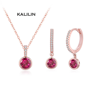 925 sterling silver ruby necklace set fashion jewelry