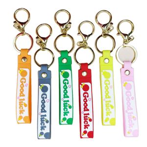 Custom Logo & Size Rubber Good Luck Promotional Wrist Lanyard Keychains & Carabiners for  Branding Accessories