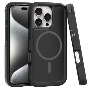 For iPhone 16 Pro Case Magnetic Wireless Charging Phone Cover Detachable 2 in 1 Double Layer Cell Phone Case for iPhone 16 Pro