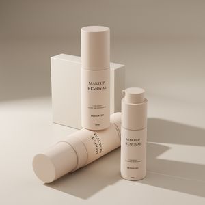 Beige airless pump bottle 50ml 100ml 150ml custom PET plastic cosmetic bottle set with soft-touch finish
