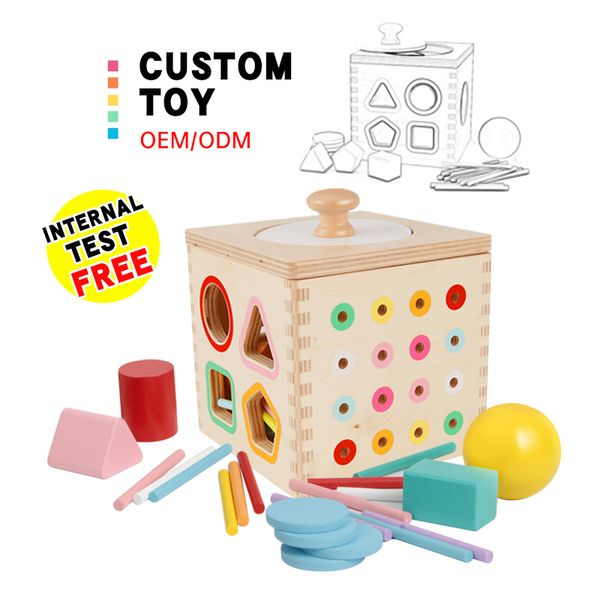 Montessori Materials Rainbow Drum Spinning musical Baby Toys Educational Toy Wood Montessori  with Bell