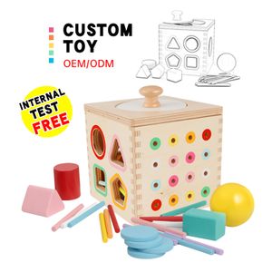 Montessori Materials Rainbow Drum Spinning musical Baby Toys Educational Toy Wood Montessori  with Bell