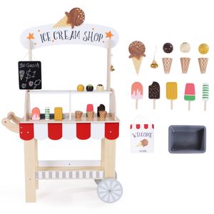 Tiktok Hot Wooden Ice Cream Sales Stand Ice Cream Cart Toy Ice Cream Dessert Stand Kids Wooden Cart Touys