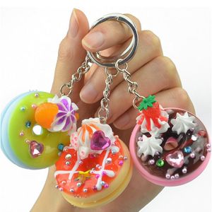 Factory Cute Doughnut Food Grade PVC Soft Dessert 3D Donut Food Keychain Toys for Kids Children