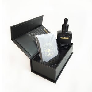 Custom 30ml Black Rectangle Glass Essential Oil Dropper Bottle With Packaging Box