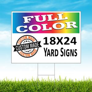 Customized Uv Ink Yard Sign Corrugated Plastic Printed Front & Back With Metal Ground Stake Included For Rent Sign