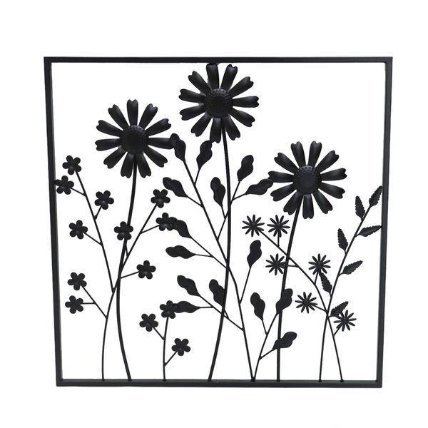 Factory Supply Metal Wall Art Decor Metal Black Flower Wall Art for Home