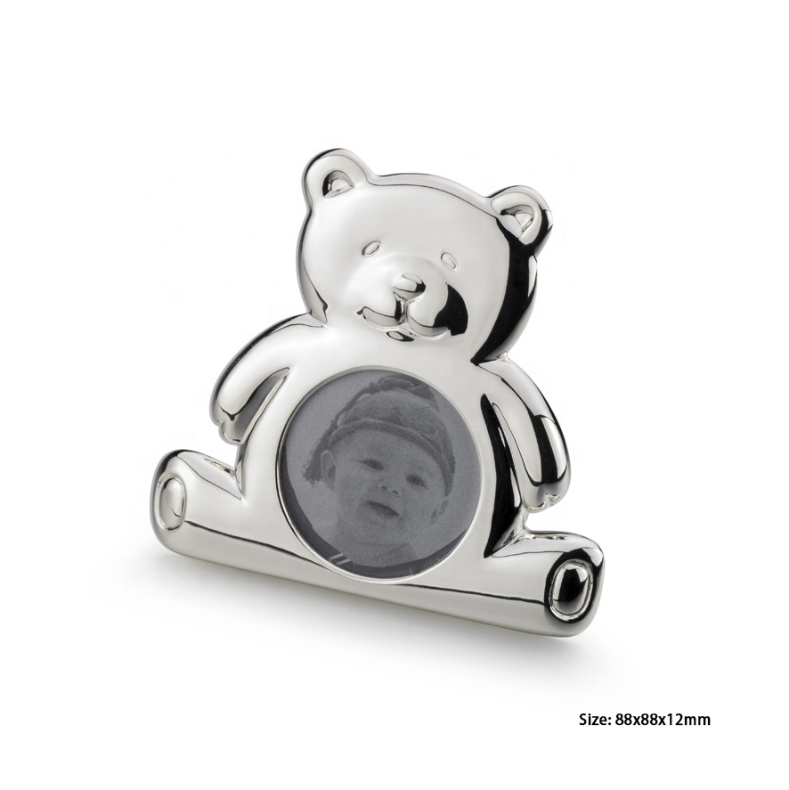 Shenzhen Sailikang Industrial Co., Ltd. Wonderful Silver Plated Animal Shape Photo Frame Metal Baby Gift Cute Picture Frame For Baby Gift