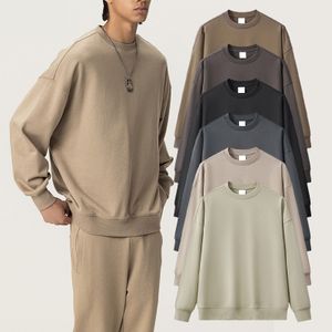 ODM OEM Clothing Manufacturers Custom Crewneck Sweatshirts Cotton Unisex  Embroidery Oversized Drop Shoulder Crew Neck Hoodies