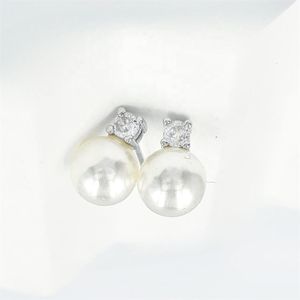 Classic Trendy Fashion Pearl Earrings Beautiful Rhodium-Plated Studs Popular Brass Jewelry with Gold Plating