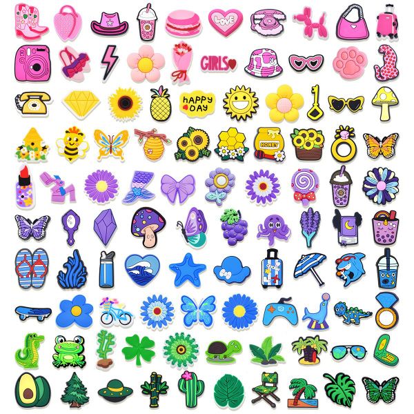 100PCS Cute Kawaii Clogs Charms Teens Girls Boys Kids Decoration Party Gifts Accessories Charms Shoe Decorations Shoe Charms