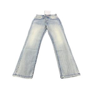 High quality Vintage Bootcut Indigo Stone Enzyme Wash Jean Distressed Pockets Hem Denim Jeans