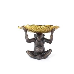 resin bronze monkey hold leaf for tray  decorative trays serving trays home decor