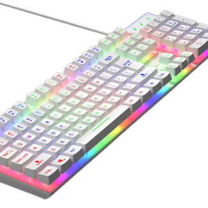 White Wired RGB  Gaming Keyboard Mouse Set 104 Key Mechanical feel Keyboard with Office Features for Desktop Computer Laptop