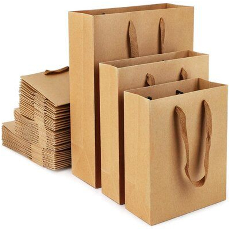 Small Shopping Brown Gift Shopping Brown Eco-Friendly Foldable Reusable Kraft Paper Bags With Handles