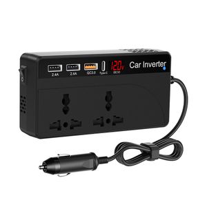 Car Adapter Plug Outlet 4 Usb Car Laptop Charger 12V Dc To 220V Ac Converter 150W Power Inverter For Vehicles Road Trip