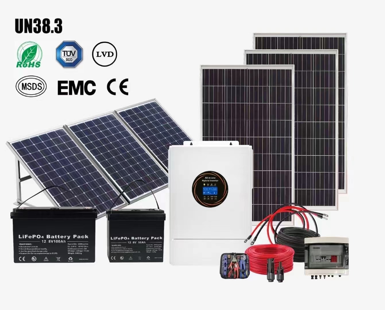 1kw hybrid off grid solar system with solar panel, solar inverter, solar battery power system for home use 3kw 5kw