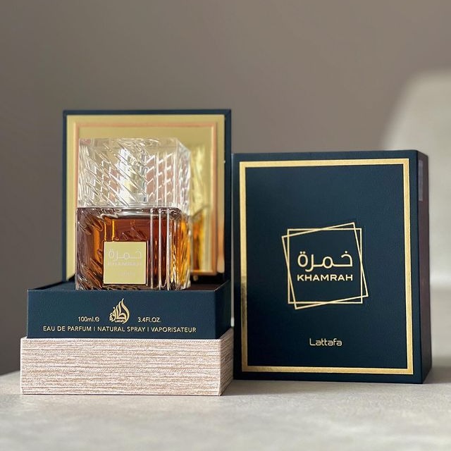 High Quality Dubai Arabian Middle East Luxury Original lattafa  KHAMRAH Men's Perfume Wooden Gift Box Long Lasting Cologne