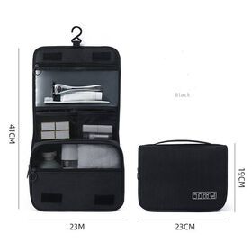 Black color Hanging Foldable Travel Toiletry bag for shave kit
