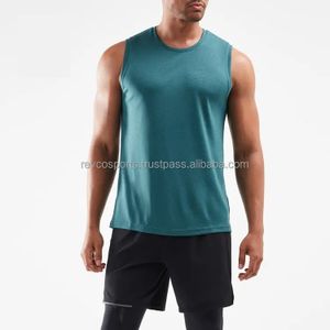Men fitness tank top running youth gym workout tank tops sports wear breathable polyester quick dry stretch tank tops for male