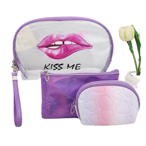 New Transparent PVC Makeup Bag Zipper Closure Lady Style Lip Balm Organizer Powder Edge Fashion Clutch Travel Custom Logo