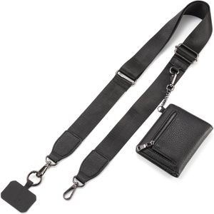 Clip and Go Phone Strap with Zipper Pouch- Stylish Crossbody Adjustable Chain Lanyard with Leather Wallet for All Phones