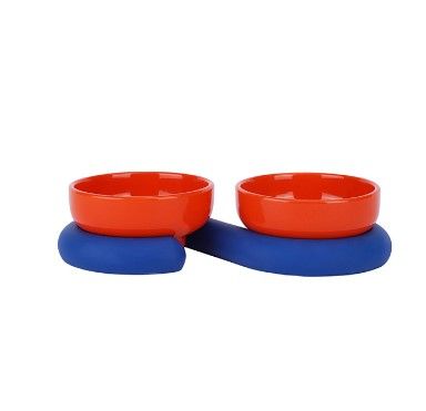 orange blue double Pet Bowl Spine Protection Dog Bowl