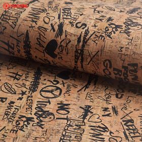 Graffiti printing synthetic cork leather colored cork board for making bags