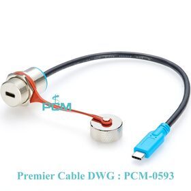 USB Type-C Extension Cable Panel Socket with Waterproof Design