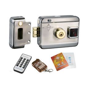 Security metal smart Rfid card key night latch mechanical electric rim cylinder door lock for school home house