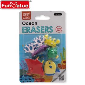 Stationery novelty cartoon character custom scent and shaped funny sea animal puzzle eraser