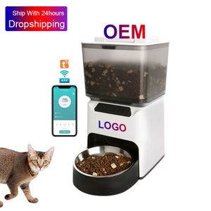 Pet supplies hot sell LCD stainless steel Visible removable APP wifi auto food dispenser smart automatic pet feeder for cat dog