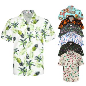 Manufacturer custom logo full all over print button up resort vacation hawaiian shirts custom pattern print beach shirts