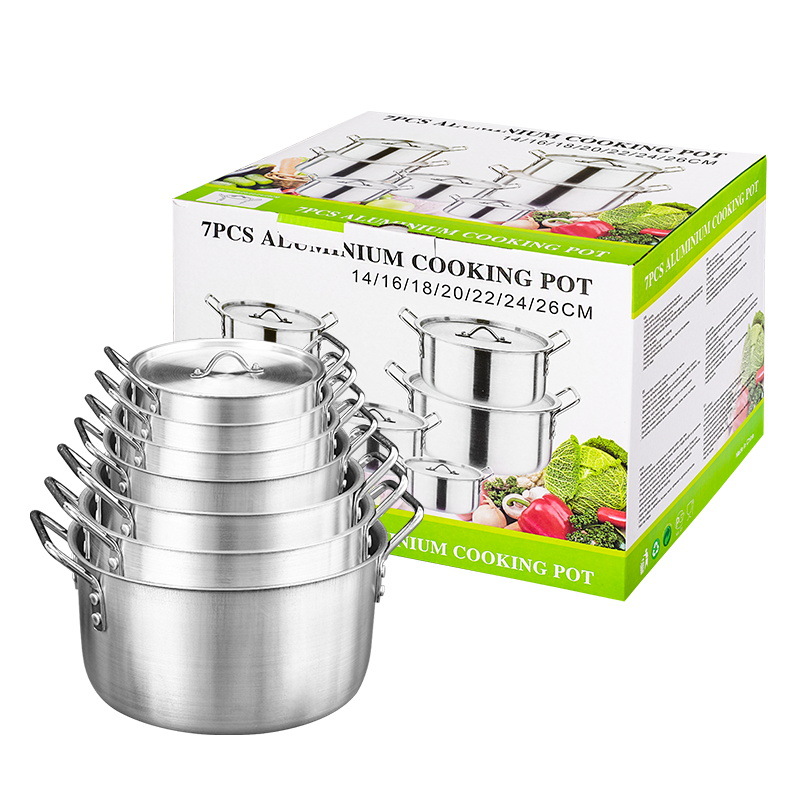 Chaozhou City Chaoan Guiyoumei Kitchenware Co., Ltd. Africa Hot Sale 14PCS Aluminum Cookware Set Household Soup&Stock Pot Set Thickened Cooking Pot With Large Capacity