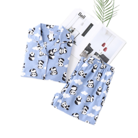 AN64 Wholesale men's winter cartoon pattern brushed home wear flannel pajamas suit couple style