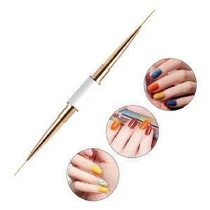 1pcs Double-Ended Gel Nail Art Brush with Cover - Nail Round Oval/Flat/Liner Brush, 3D Nail Art Decorations Brush