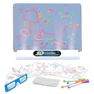Hot Selling Mini 3D Magic Drawing Board Pad Luminous Light LED Drawing Board Early Childhood Preschool Education Gift for Kids