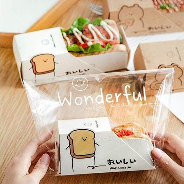 Take Out Food Packaging Customized Sandwich Box Breakfast Packaging Box For Waffles Paper Egg Drop Sandwich Box