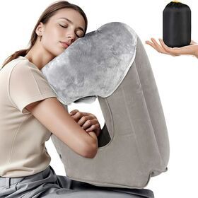 Inflatable Travel Pillow, Airplane Neck Pillow for Traveling, Travel Pillow with Storage Bag, Avoid Neck Shoulder Pain, Sleeping