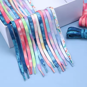 Tie dye printed flat shoelaces，Fit Air Force one