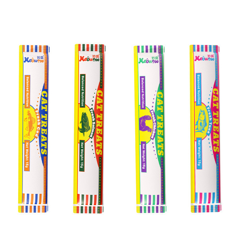 Foreign Trade English Version Strip 15G Snack Nutrition Wet Food Fat Hair Chin Meat Paste Cross-Border Wholesale