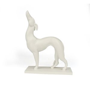 Resin Factory Customized White Body Dog Statue Animal Crafts Model Souvenir Figurine Home Office Decoration Promotional Gifts