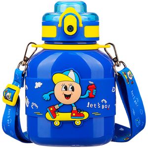 2024 New Arrival Kids Children Vaccum Water Bottle With Wearing Straps And Straws 316 Stainless Steel Water Bottle for Drinking