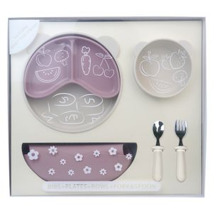 Bpa Free Non-Toxic Food Grade Divided Plate Suction Dinner Kids Bowl Silicone Baby Feeding Set
