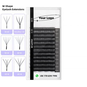 Wholesale YY Korea PBT Fiber Individual Eyelash Extensions W Shape Premade Volume Fans with Private Label  Easy Fan lashes