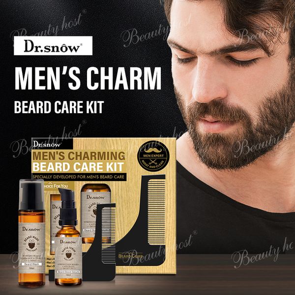 2024 New Arrival Men's Beard Care Set - Cleanser, Boost Serum, Comb 3-Piece Kit Gift For Son, Husband, Boyfriend