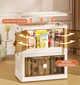 Storage Bins with Lids Collapsible Plastic Storage Bins for Closet Organizer Folding Stackable Storage Bins